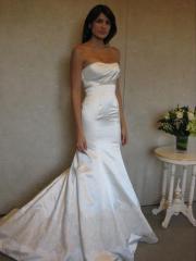 Magnificent Strapless Satin Gown of Fish Tail