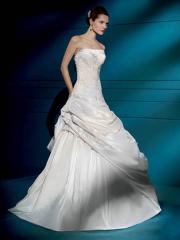 Magnificent Strapless Taffeta Gown of Pick-Up and Draping