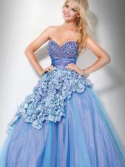 Magnificent Sweetheart Neck Ball Gown Floral Embellished Ice Blue Tulle Skirt Quinceanera Dress