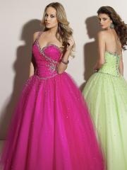Marvelous Ball Gown Floor Length One-Shoulder Fuchsia or Mint Tulle Quinceanera Dresses