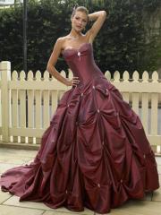 Marvelous Burgundy Ball Gown Pick-Up Skirt and Beading