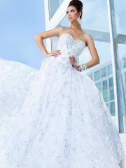 Marvelous Embroidered Organza Strapless Sweetheart Neckline Full Length Evening Dresse