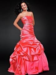 Marvelous Strapless Ball Gown Caught-Up Watermelon Heavy Taffeta Beaded Celebrity Dress