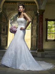 Marvelous Strapless Taffeta Gown of Embroidery and Train