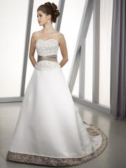 Masterwork Embroidery A-Line Gown with Sash and Crystals
