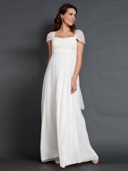 Maternity Cap Sleeves Cross-Over Chiffon Wedding Dress