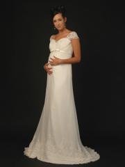 Maternity Cap Sleeves Empire Waistline Chiffon Wedding Dress