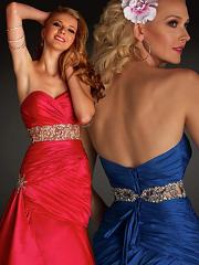 Mermaid Red or Royal Blue Silky Taffeta Beaded Bust Lace-Up Floor Length Wedding Guest Dress