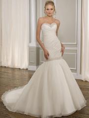 Mermaid Silhouette with Pleats All over Pure White Wedding Dress
