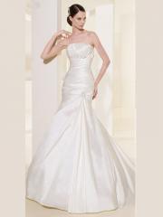 Mermaid Silhouette with Satin Fabric and Chapel Train Wedding Dress