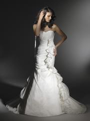 Mermaid Silhouette with Shirring and Ruffles All over Wedding Dress
