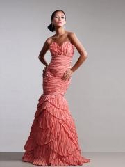 Mermaid Style Strapless Sweetheart Pleated and Ruched Full Length Layered Celebrity Dresses