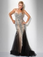 Mermaid Style Strapless Sweetheart Sequined Embellishment Tulle Full Length Celebrity Dresses