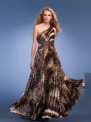 Miraculous Animal Print A-line Style Asymmetrical Neckline and Cu-out Side Evening Dresses