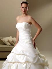Miraculous Ivory Taffeta Strapless Wedding Gown Featured By Pick-Up Skirt