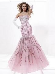 Miraculous Strapless Floor Length Mermaid Pink Printed Satin Celebrity Outwear