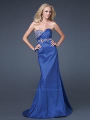 Miraculous Sweetheart Floor Length Dark Royal Blue Satin Mermaid Style Beaded Evening Dress