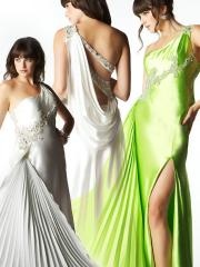 Modern Style Sheath Asymmetrical Neckline Open Back Full Length Celebrity Dresses