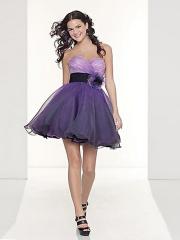 Multi-Color A-Line Organza Tulle Strapless Sweetheart Neckline Sleeveless Short Cocktail Dress