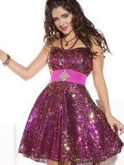 Multi-Color A-Line Sequined Strapless Neckline Sleeveless Short Homecoming Dress