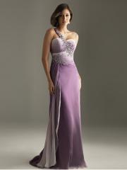 Multi-Color Chiffon One-Shoulder Sweetheart Neckline Sleeveless Sweep Train Prom Dress