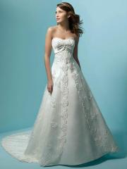 Multi-Embellished Princess Gown of Lace Panel and Semi-Cathedral