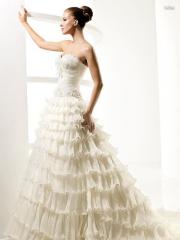 Multi-Layer A-Line Organza Skirt And Sweetheart Bodice Dress
