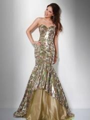 Multicolored Print Fabric and Organza Mermaid Style Full Length Triumphant Celebrity Dresses