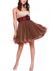 Off-Shoulder Matte Stain Tiered Short-Length Homecoming Dress with Belt