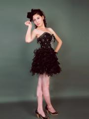 Off-Shoulder Mini-Length Flod Chiffon Homecoming Dress with Embroidered