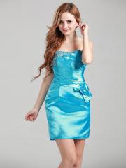 Off-Shoulder Mini-Length Flod Stain Homecoming Dress with Synthetic Diamonds