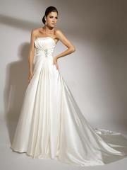 Off-Shoulder Pleated Stain Sweep Train Wedding Dress