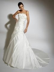 Off-Shoulder Pleated Stain Sweep Train Wedding Dress