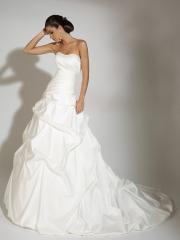 Off-Shoulder Pleated Sweep Train Wedding Dress with Embroidered