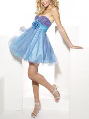 Off-Shoulder Short-Length Homecoming Dress with Sequins and Waistband