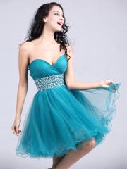 Off-Shoulder Stacked Chiffon Homecoming Dress with Sequins Belt