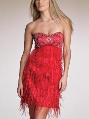 Off-Shoulder Stain Homecoming Dress with Rhinestone and Strings