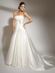 Off-Shoulder Stain Pleated Sweep Train Wedding Dress