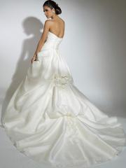 Off-Shoulder Stain Tiered Wedding Dress with Flower