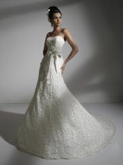 Off-Shoulder Stain Wedding Dress with Embroidered