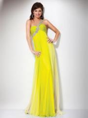 One-Shoulder Floor Length Celebrity Outwear of Daffodil Tulle and Sequined Strap Front