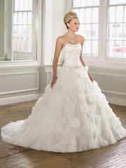 Organza A-Line Strapless Wedding Dress with Luxury Bodice and Floral Skirt