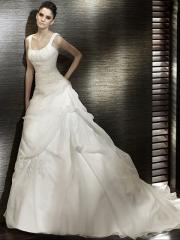 Organza Applique Decoration in Chapel Train 2011 Wedding Dress