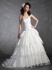 Organza Ball Gown Strapless Scoop Neck Dress With A Dropped Waist Wedding Dresses