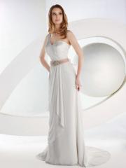 Organza Fit And Flare Gown With V Neckline T Natural Waist Adorned With Soft Flower Detail Dresses