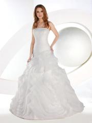 Organza Fit And Flare Gown with A Strapless Asymmetrically Plated Bodice Dresses