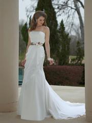 Organza Fit And Flare Gown with Straight Strapless Neckline Taffeta Wedding Dress