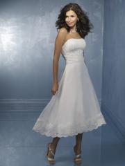 Organza Lace Short Tea-Length Skirt with Pleat Bodice