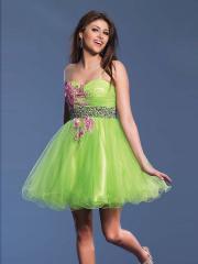 Organza Spaghetti Straps Sweetheart Neckline and Sequined Band A-line Homecoming Dresses