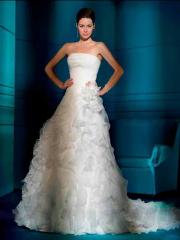 Organza Strapless A-Line Wedding Dress With Ruffles